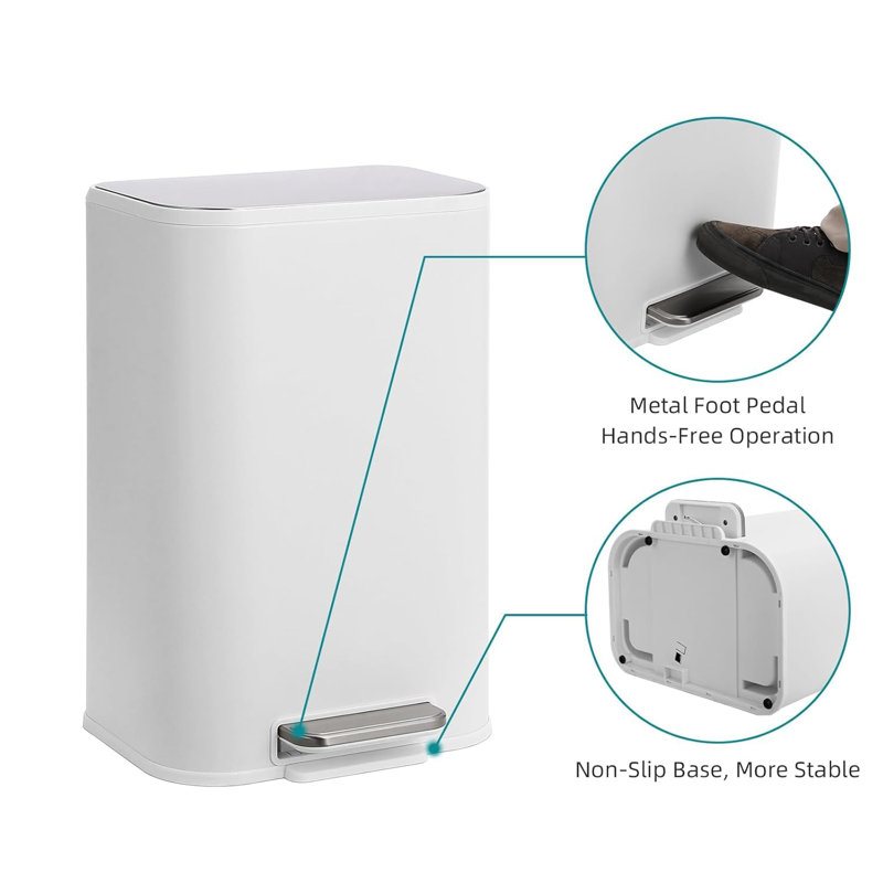 Poubelle de salle de bain Slim, Blanc
