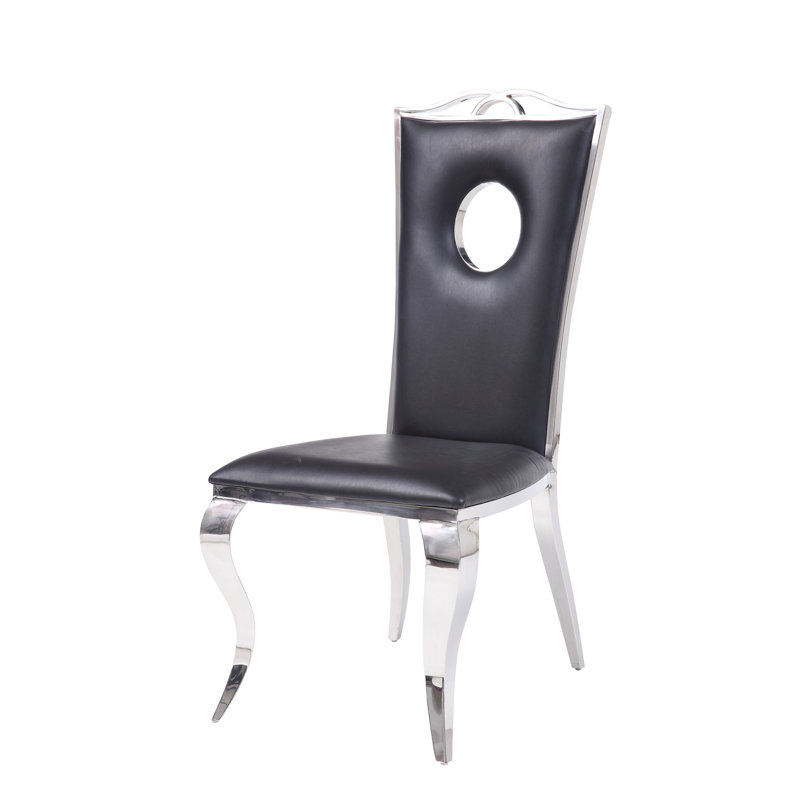 Chaise d'appoint en cuir synthétique et acier inoxydable (ensemble de 2)