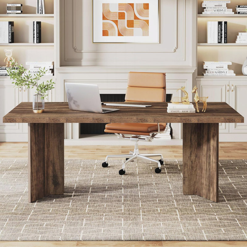 63" Farmhouse Dining Table for 4-6, Dark Walnut