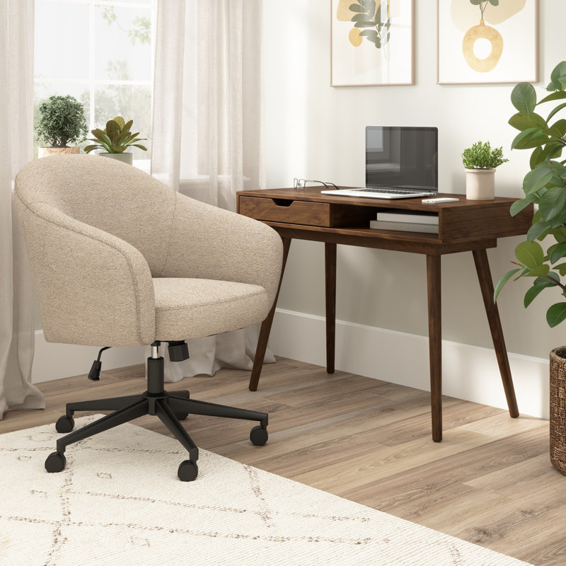 Petit bureau d'écriture et chaise Lachone 40W pour bureau à domicile, table d'ordinateur avec rangement et sièges
