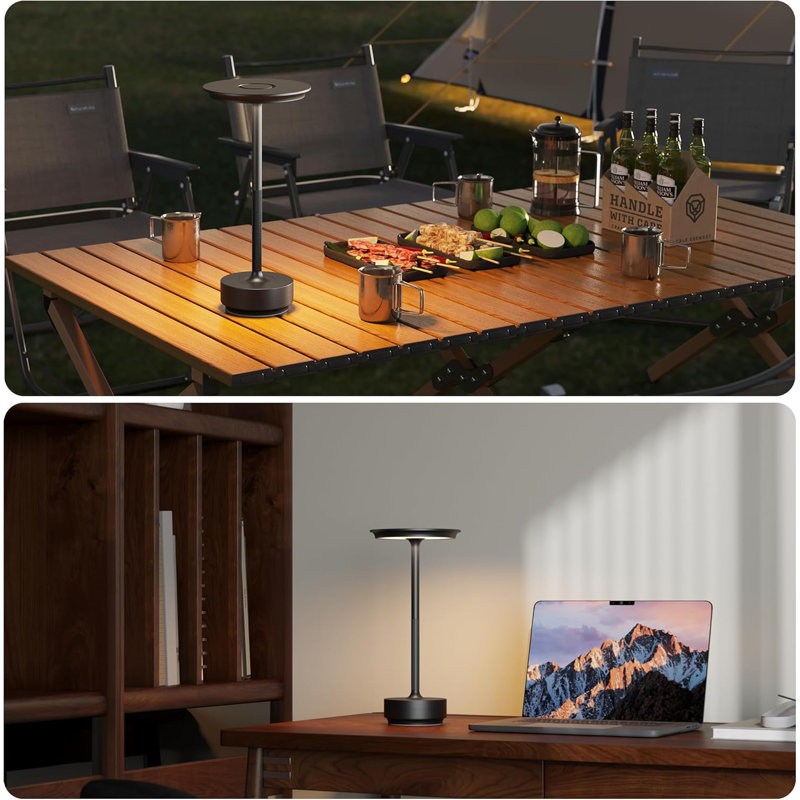 2 Pack Rechargeable Cordless Table Lamps, Black