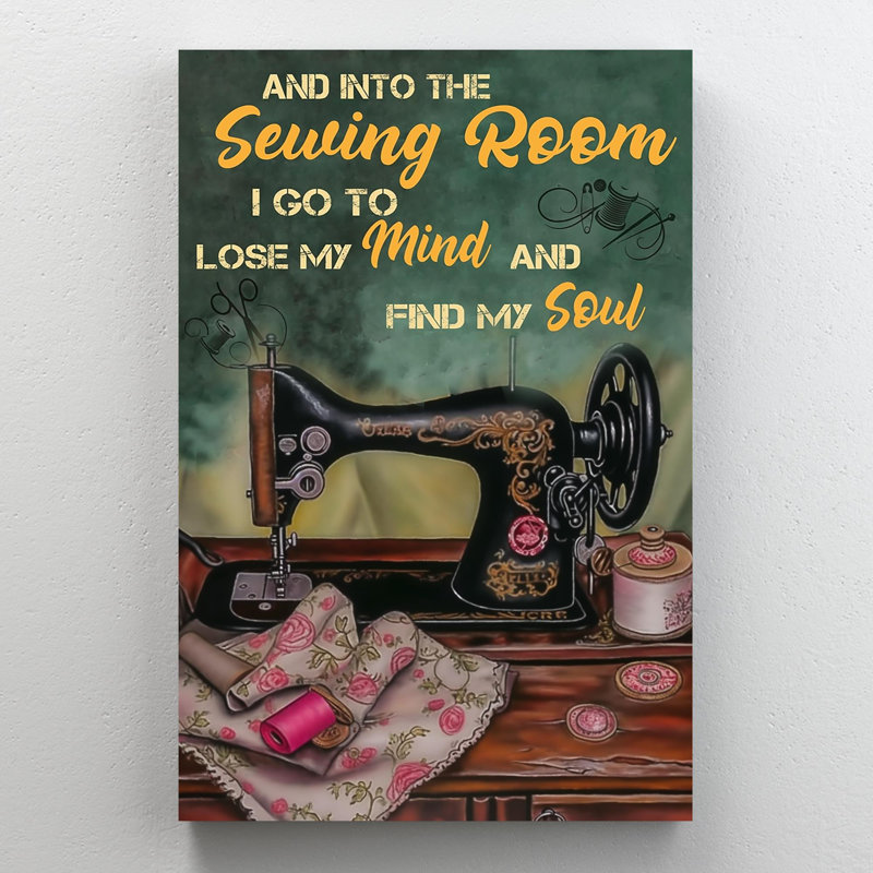 «And Into The Sewing Room» - 1 pièce Rectangle graphique et «Into The Sewing Room» - 1 pièce, impression sur toile tendue