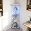 Vitrine à cinq côtés en verre trempé, armoire d'angle, armoire à boissons alcoolisées, avec lumières courantes, avec verrous, pied réglable équipé par le bas, pour différents étages, salon, couloir, bureau, blanc-656681025