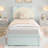 Twin Size Velvet Upholstered Headboard Platform Bed Frame with Storage Drawers, Adjustable LED Lights with Memory Function, Wood Slat Support, Easy Assembly, Blue-1803158041-1803158043