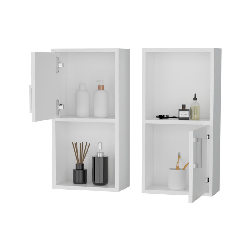 Dixie 2 Bathroom Medicine Cabinets With Storage With Open Shelf, White