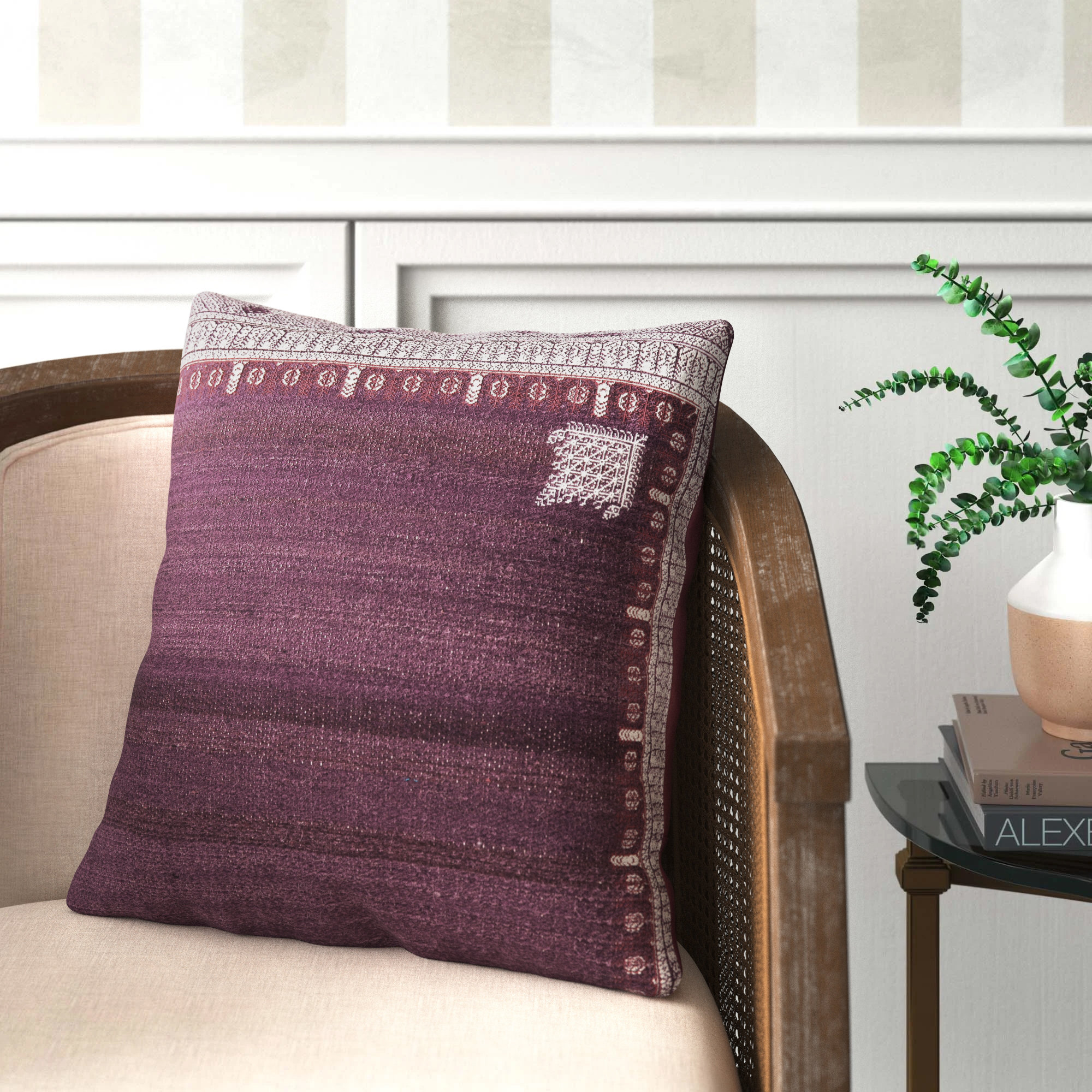Mikes Embroidered Throw Pillow, Down