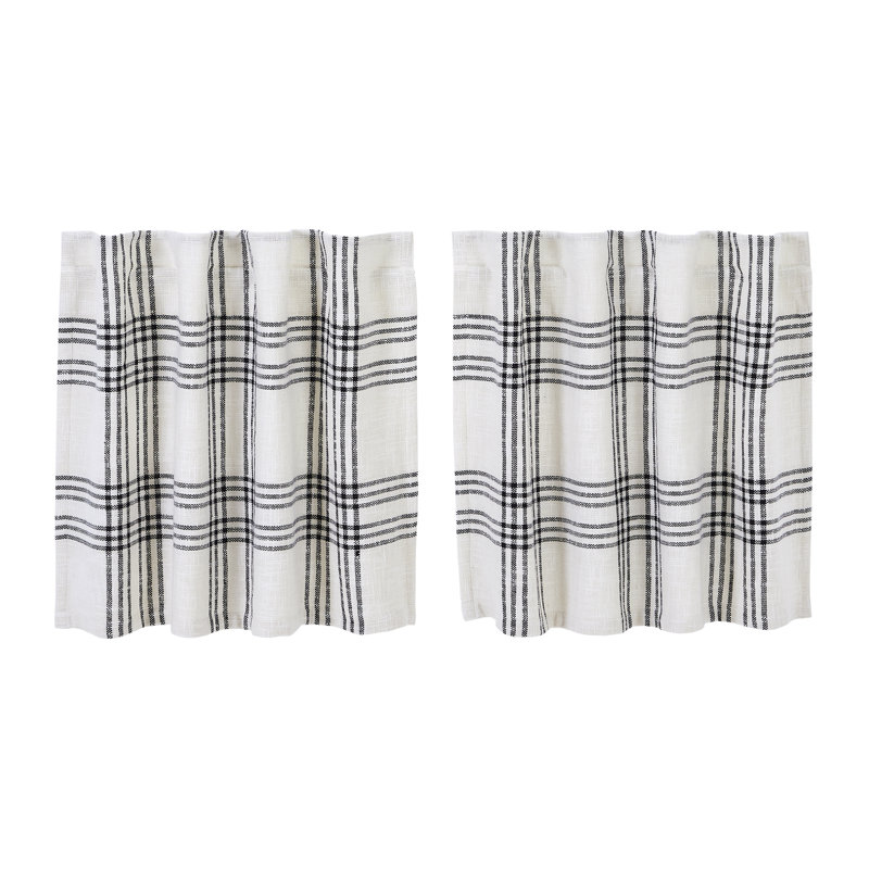 Cohens Cotton Plaid Tailored Cafe Curtain, 72" W x 24" H