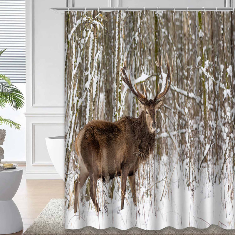 Rideau de douche avec 12 crochets Deer, L 72 po x l 78 po