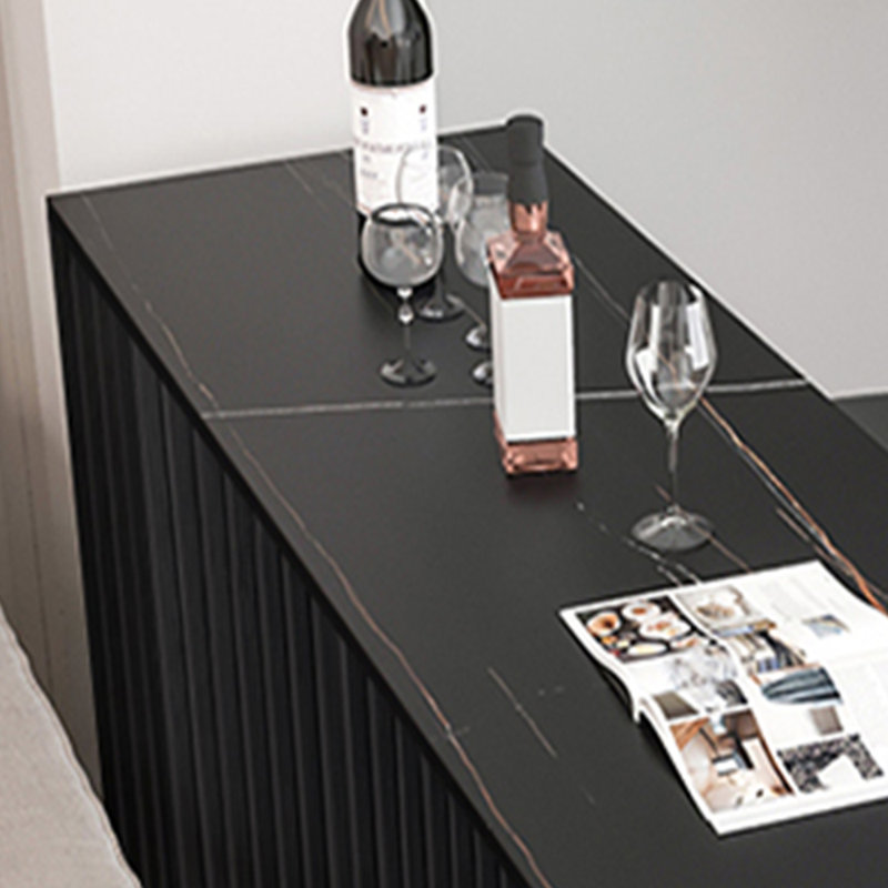 Table de bar Light Luxury, H 35,4 po x L 55,1 po x l 15,7 po, Noir, Noir