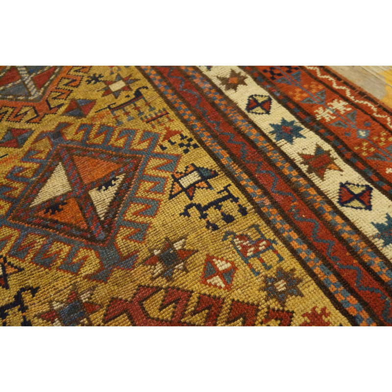 Antique Caucasian - Ganjeh Hallway Runner Wool Yellow Rug