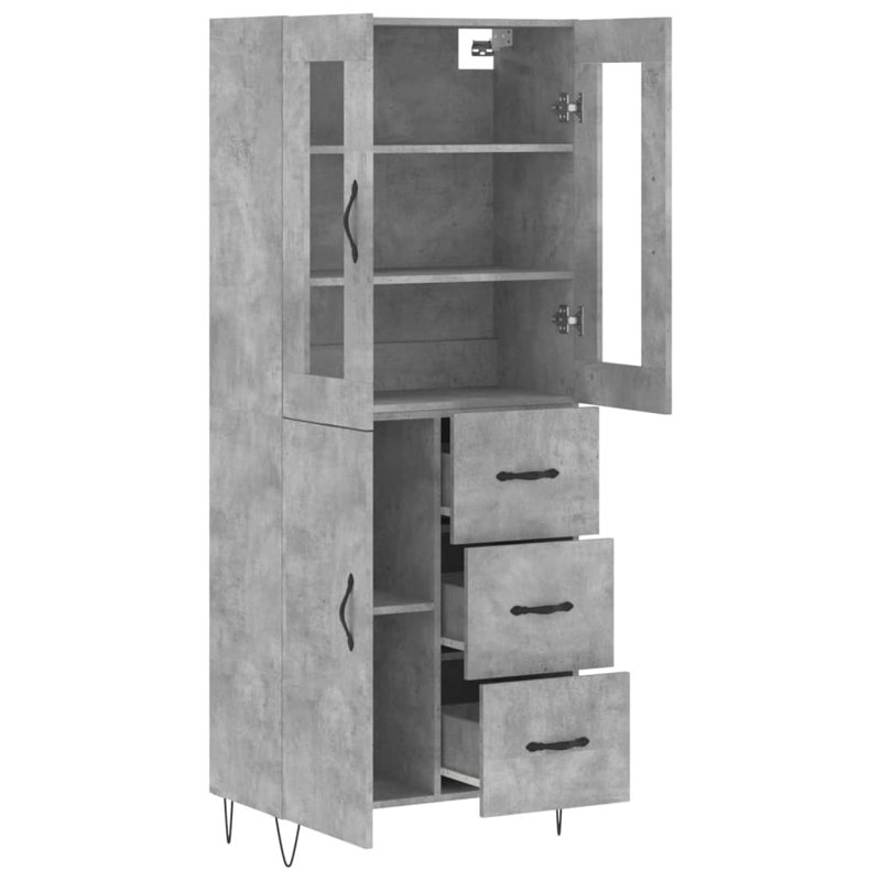 Trym 3 Door Manufactured Wood Wardrobe, Concrete Grey