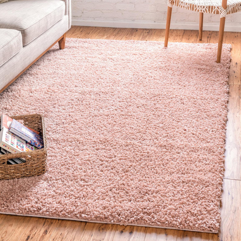 Tapis rose à poils longs Candas, Rectangle 7 pi 10 po x 10 pi