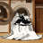 Machine Washable Hubbard Samurai Training Pose Minimalist Geometric Rug in Beige – Black Binding-1059395729