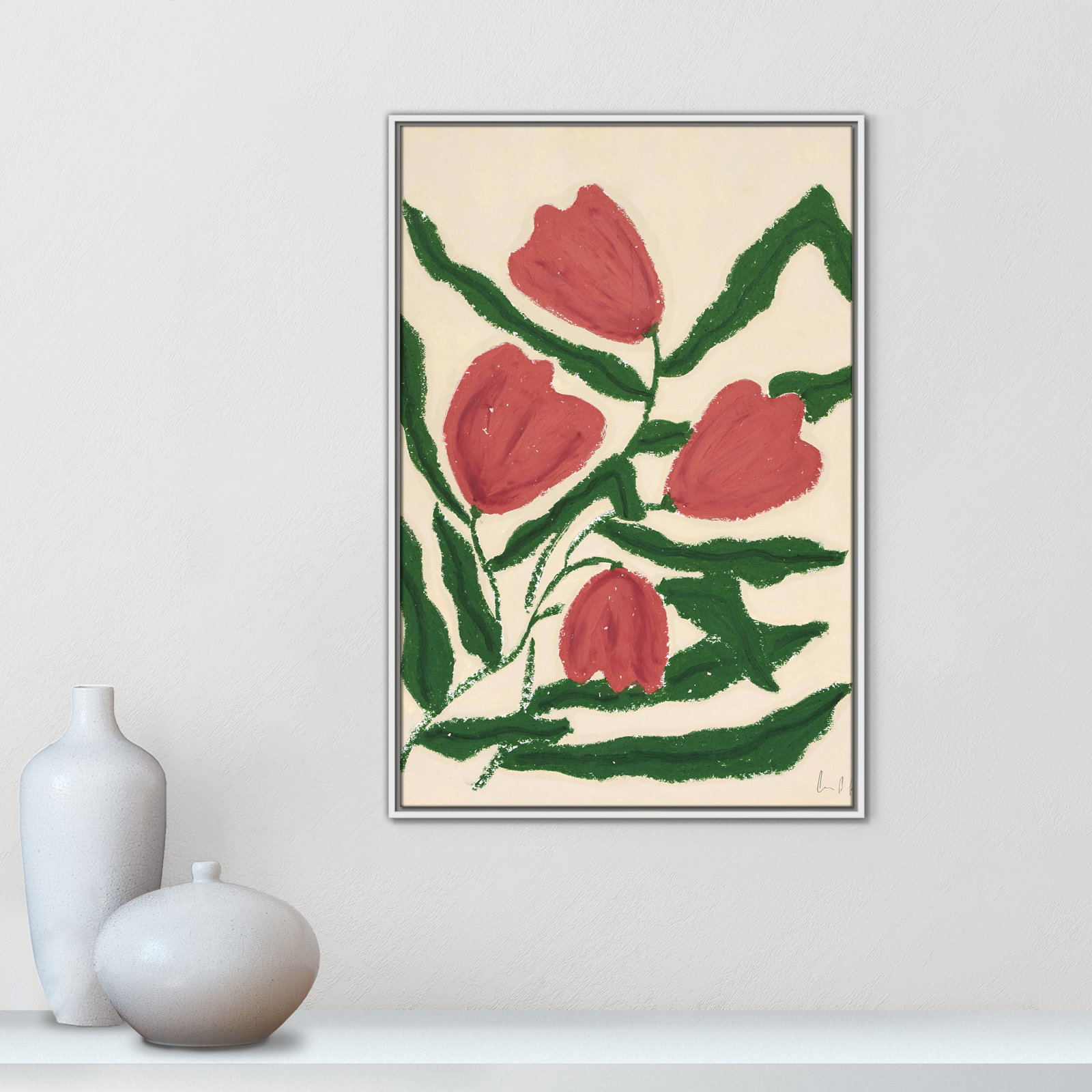 Red Tulips  Print by Camilla Bergqvist, 37.5" H x 25.5" W, White