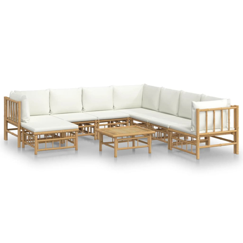 Bamboo 8 - Person Patio Conversation Set with Cushions, Cream White