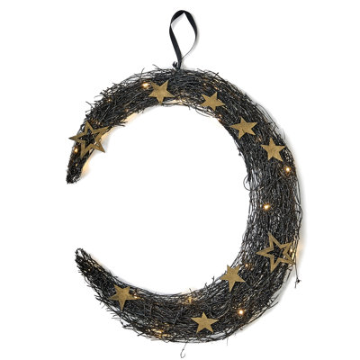 18" Halloween Hanging Crescent Moon with 20 Warm Lights