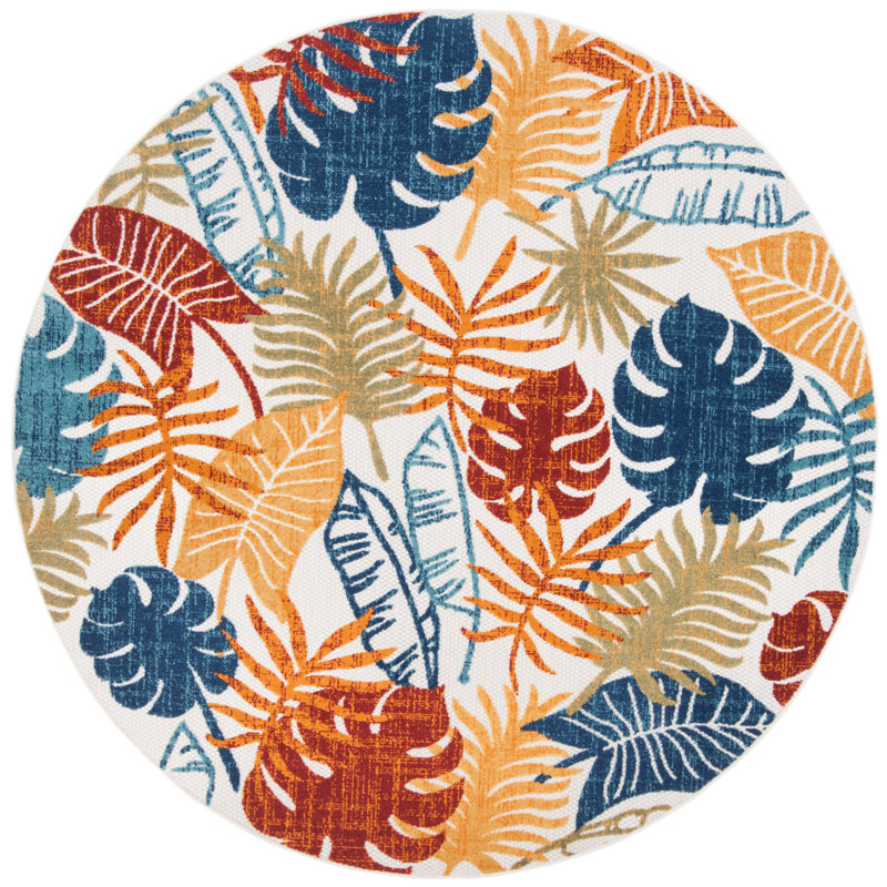 Tapis d'intérieur / extérieur à motif floral Anakin Performance, Rond 8 pi