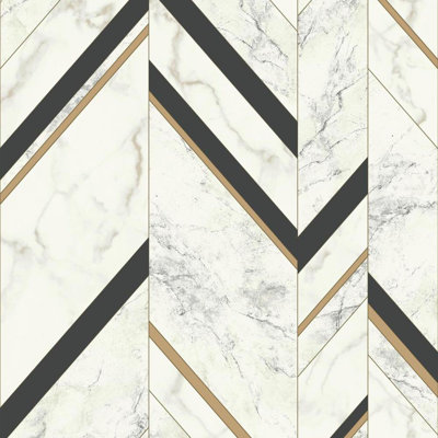 Rouleau de papier peint métallique L 32,8 pi x l 20,8 po Marron Chevron