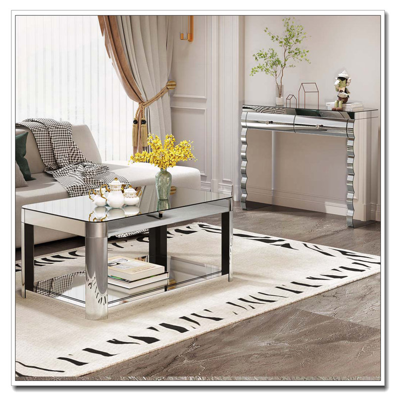 Mirror Console Table with 2 drawers