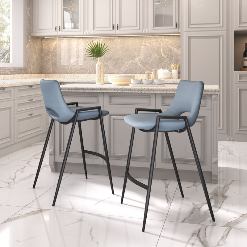 Upholstered Counter Stool, Gold, Beige/Gold, Bar Stool (29.3" Seat Height)