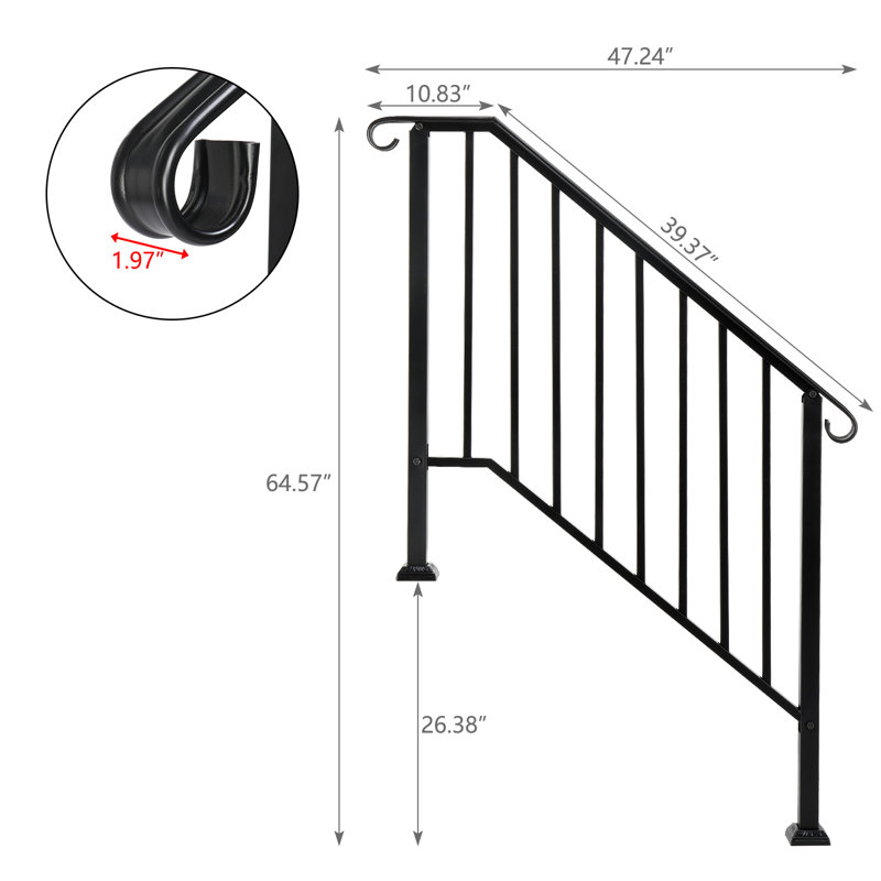 Outdoor 3 Level Iron Handrail