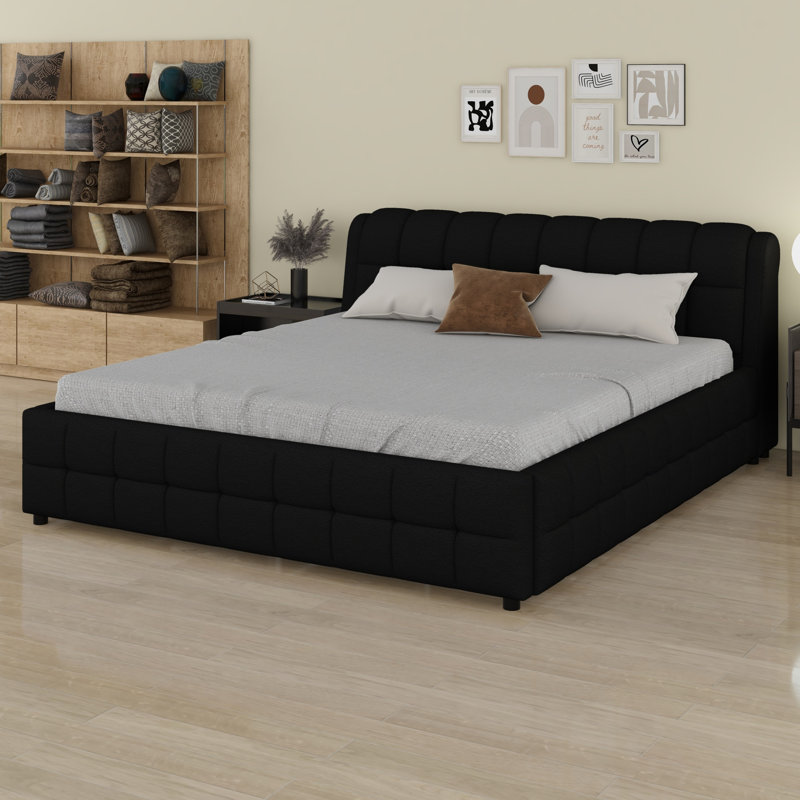 Lit plateforme tapissier Contemporary, Noir