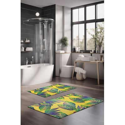 Eakly Luxury Bathmat Set (2 Pieces), 100% Polyester, 16.0 x 23.6 inches & 23.6 x 39.4 inches | Non-Slip Antibacterial Design, 0.3 in Pile Height | Machine Washable, Durable & Easy to Clean | Ideal for Bathroom Décor