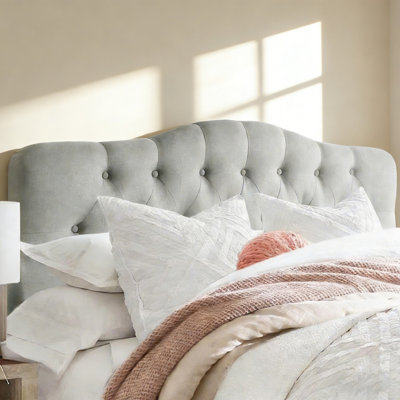 Tufted Upholstered Headboard, Solid Wood Head Board With Wood Legs, Adjustable Height Bed Headboard From 37” To 51” Fabric Headboard In Modern Button Design