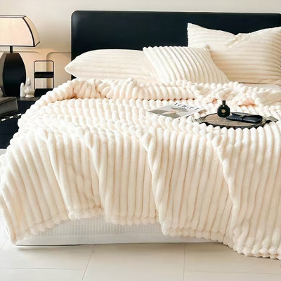 Couverture pour le canapé de 240 g / m² - couvertures douces et douillettes; Adorable petite couverture molletonnée; Couverture rayée plus large, couverture chaude épaisse et confortable
