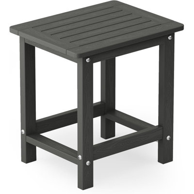 Outdoor Side Table All Weather HIPS Adirondack Patio Side Table Mordern Square End Table for Lawn, Pool, Backyard, Porch, Dark Gray