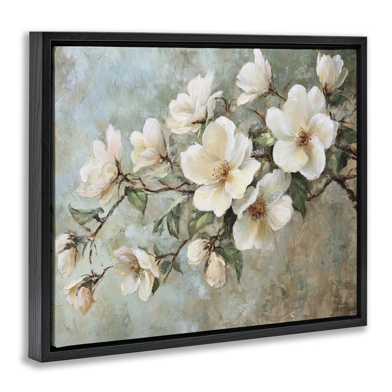  "In Bloom", branche de fleur, art mural sur toile flottante par Petal Prints Design, H 25 po x l 31 po