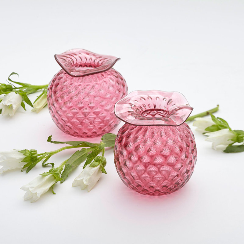 Handmade Glass Table Vase, 4.5" H x 4" W x 4" D, Clear