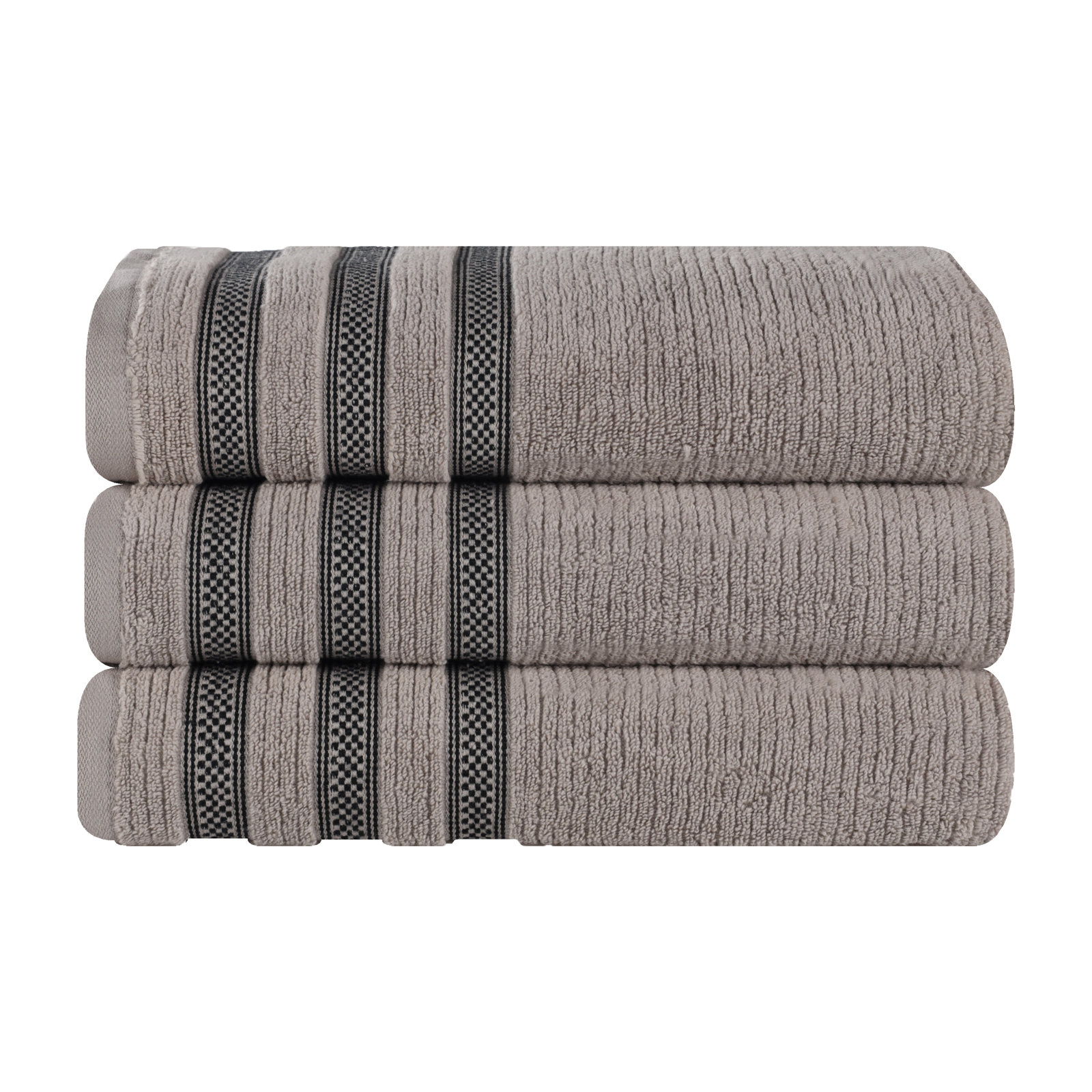3-Piece Geometric Zero-Twist Cotton Towel Set, Gray