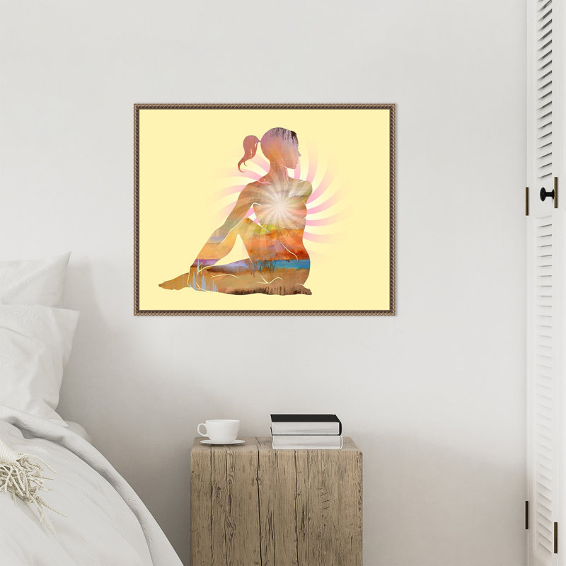 «Sitting Twist Yoga Pose Zen» par Tim Parker, reproduction d'art sur toile encadrée, H 23 po x l 28 po