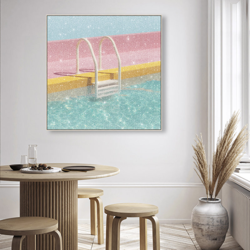 Poolside Symmetry I Print by Oliver Gal, 41"H x 41"W, Silver Floater Frame