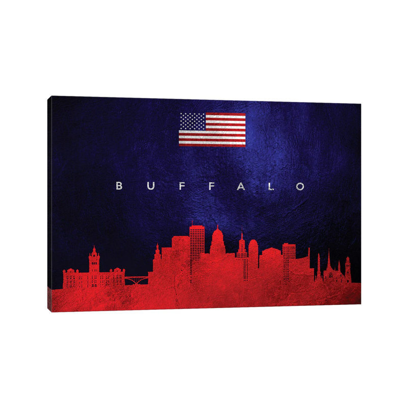 Buffalo New York Skyline by Adrian Baldovino - Wrapped Canvas Print, 30.48 cm H x 45.72 cm W