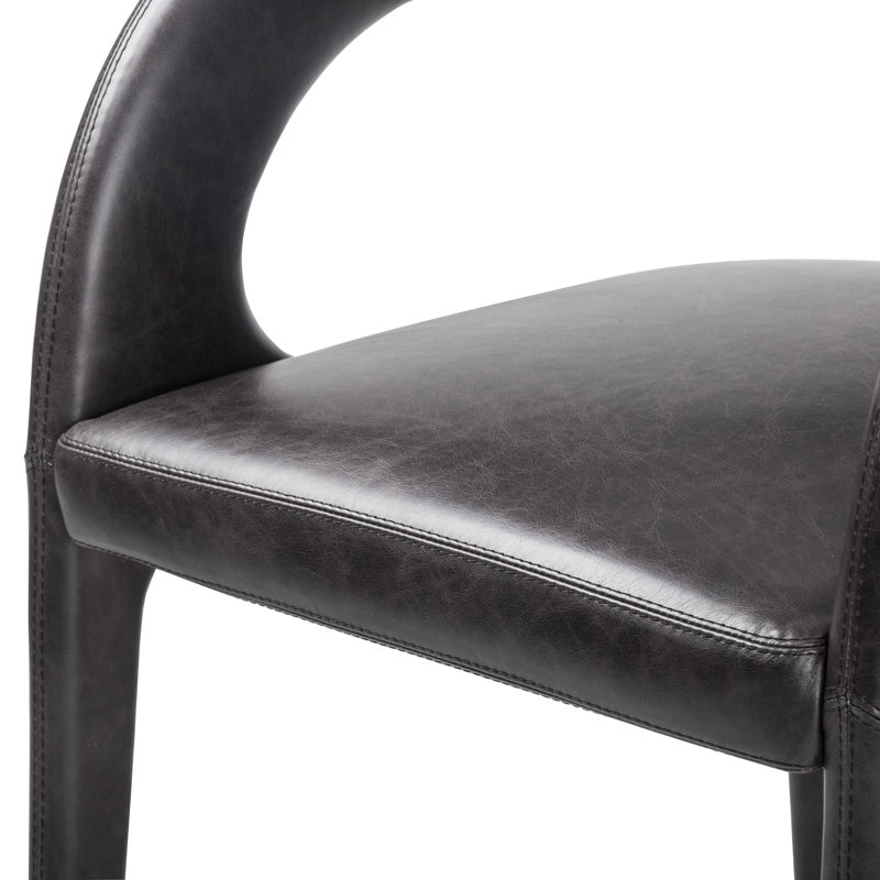 Hawkins Standard Upholstered Arm Chair, Sonoma Black Genuine Leather