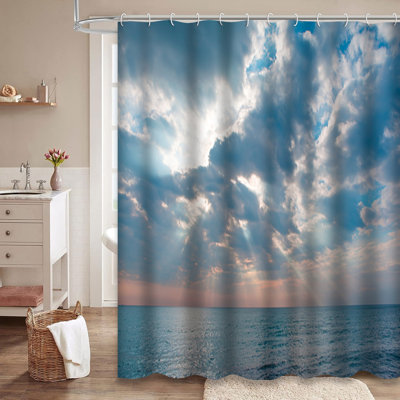 Rideau de douche avec 12 crochets Sunrays