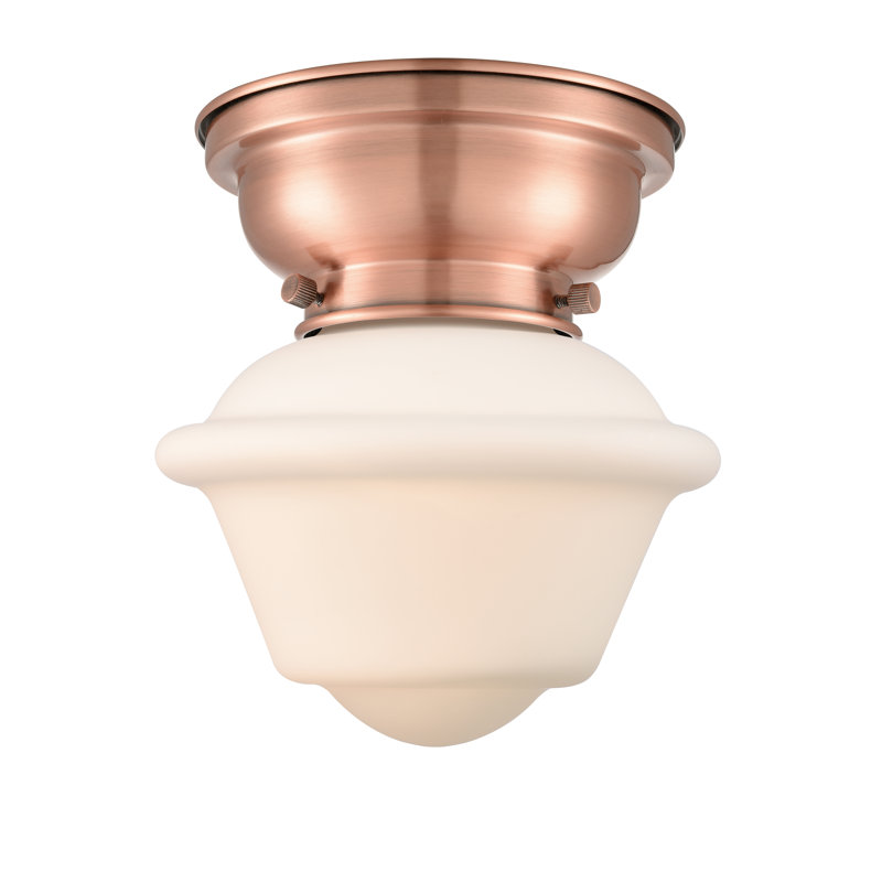 Plafonnier encastré 1 lumière 7,5 po Baptiste, Blanc mat, Ampoule non incluse, Cuivre antique