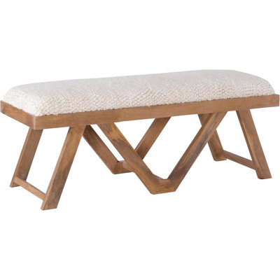 Stained Mango Wood Boho White Berber Bench