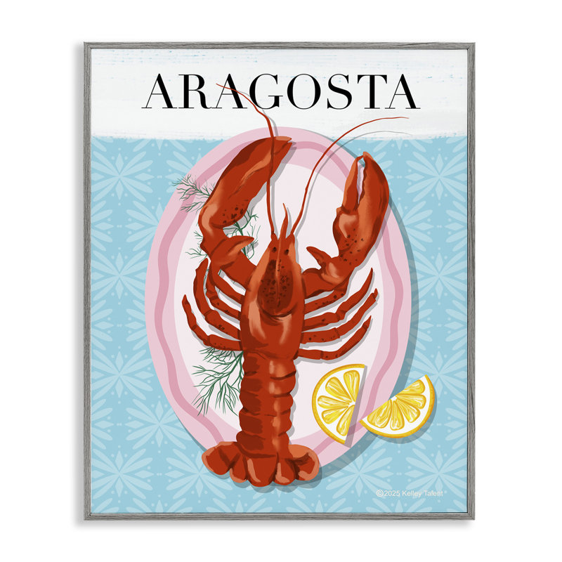Estampe numérique Aragosta, design par Kelley Talent, H 30 po x l 24 po, Giclée de ferme grise encadrée