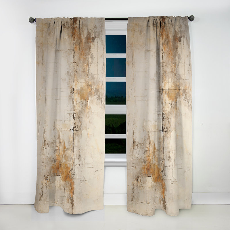 Beige Christianity Cross Of Jesus - Modern Room Darkening Abstract Curtain - 1 Panel, 52" W x 84" L