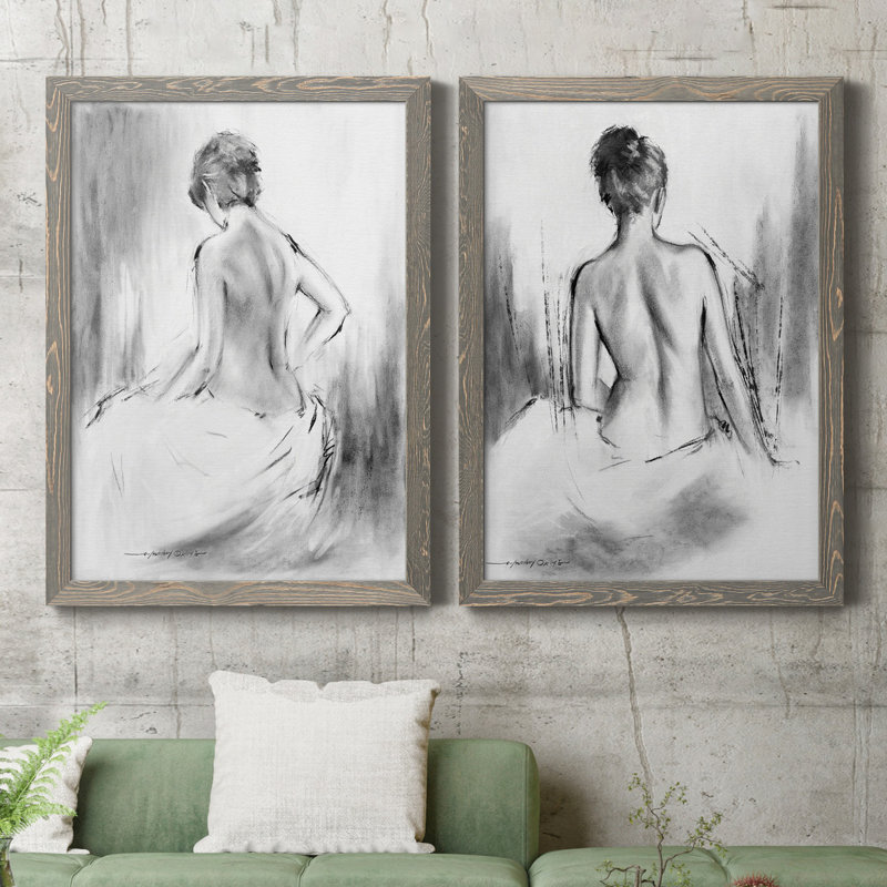 «Soft Silhouette V», ensemble de 2 reproductions sur toile, H 20 po x l 17 po, Toile encadrée, Gris