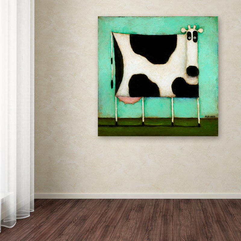 «Turquoise Cow» par Daniel Patrick Kessler, reproduction sur toile, H 14 po x l 14 po