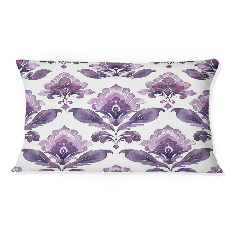 Coussin lombaire mauve damassé Elegance