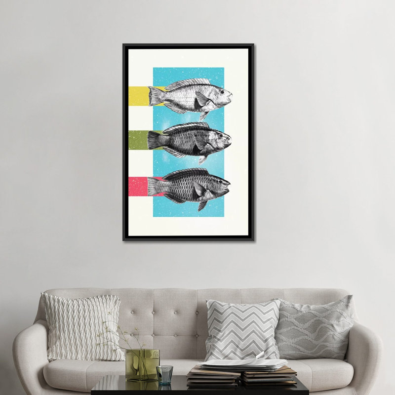 «Fish» par Danny Ivan, impression sur toile, H 26 po x l 18 po x P 1,5 po, Toile avec cadre noir, Pas de tapis