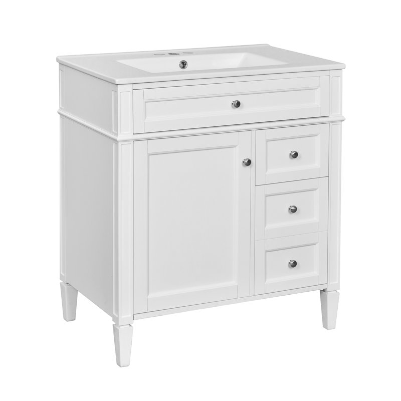 Meuble-lavabo de 30 po avec lavabo supérieur, Blanc