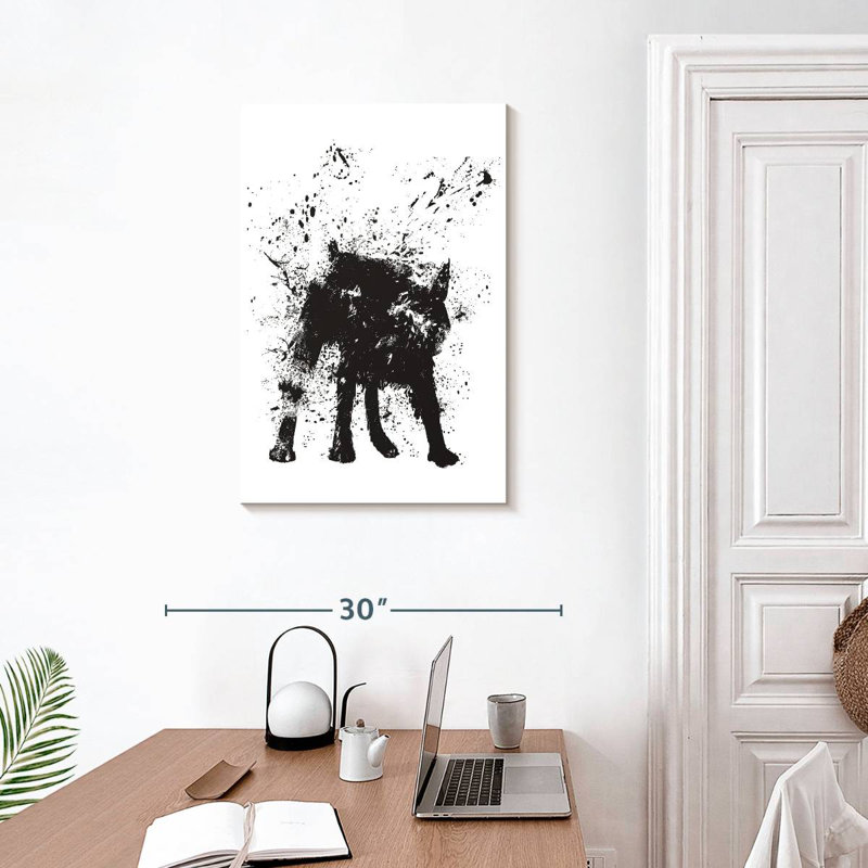 Brampt Black Abstract Dog, 30" H x 20" W