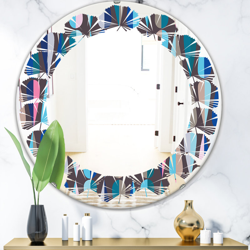 Miroir mural Coastal, H 31,5 po x l 31,5 po, Feuilles abstraites gouttes