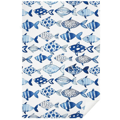 Essuie-mains Tropical Ocean Fish - Serviettes de cuisine et de salle de bain multifonctionnelles en polyester à séchage rapide, serviettes décoratives côtières d'été, 16 x 24 po